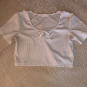 White Tie Front Crop Top